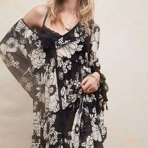 Free People Valeria Black Floral Maxi Dress Size S